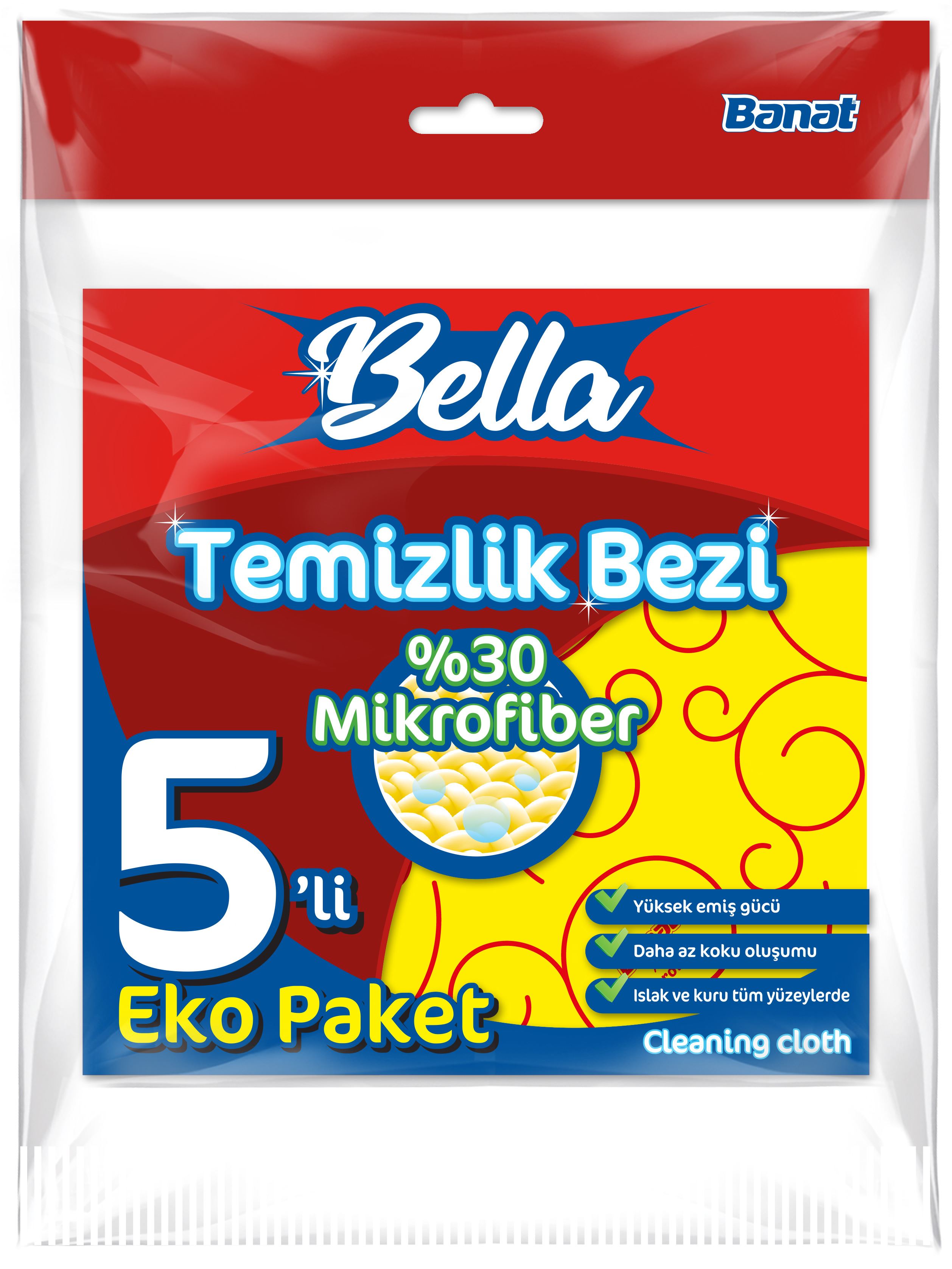 Bella %30 Mikrofiberli Temizlik Bezi 5'li