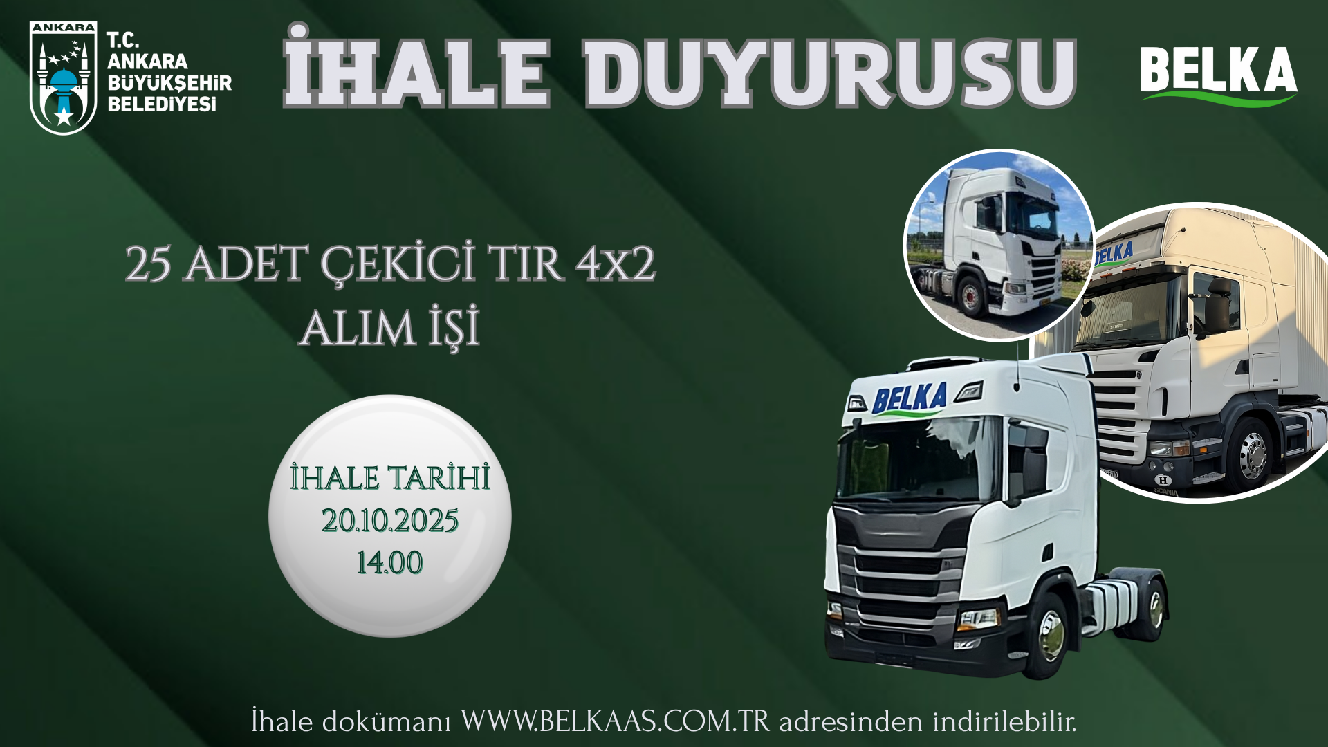 25 Adet Çekici Tır 4x2 Alım İşi